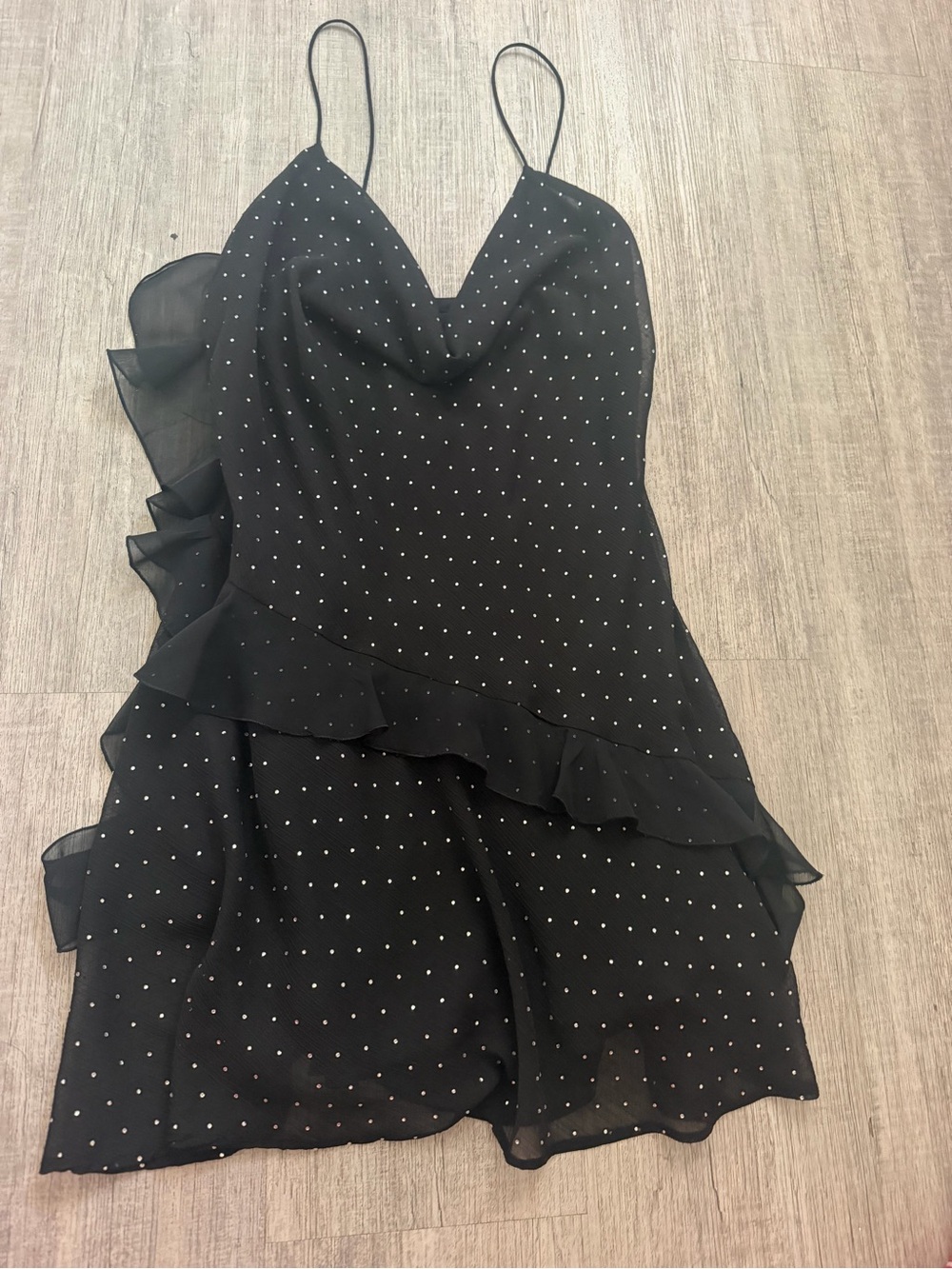 Zara Black Polka Dot Ruffle Mini Dress